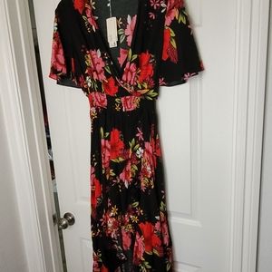 New Kormei shortsleeve floral V-neck flower party dress